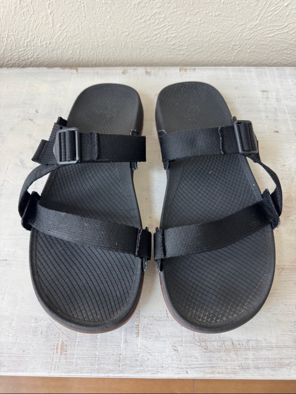 Chaco Black Slide Sandals | Adjustable Strap | no toe strap | Men Size 12